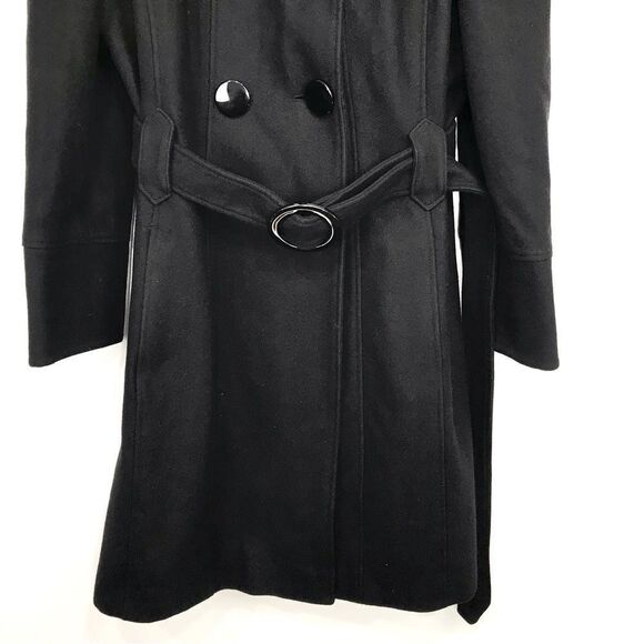 Worthington Black Wool Blend Button Up Trench Coat - Picture 4 of 16